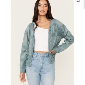 NWOT MISS ME WOMEN'S CROCHET FAUX SUEDE JACKET size M